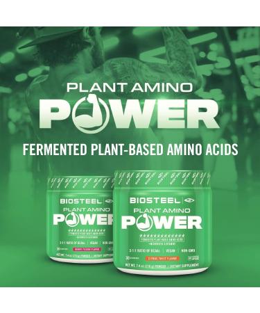 BIOSTEEL Plant-Amino Power BCAA Powder | Fermented Plant-Based Amino Acids | Non-GMO Citrus Twist | 30 Servings - International Shipping - Buy Online on GoSupps.com