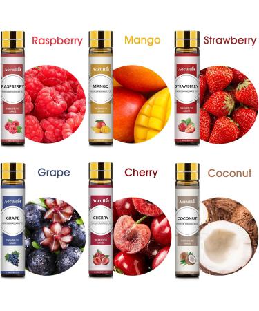 Aoruilia 6 x 10ml Fruity Essential Oils Set for Aromatherapy Diffuser Home Fragrance Relaxing Candle Making - Strawberry Coconut Raspberry Grape Mango Cherry Fruity 60 ml (Pack of 1) - Buy Online on GoSupps.com