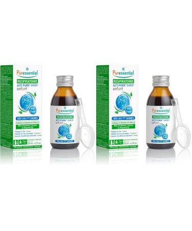 Puressentiel Respiratoire Sirop Acti Pure Nez-Gorge Enfant -3ans - Miel extraits d Erysimum et Sureau Vitamine D3 Go t naturel et d licieux 125 ml (Lot de 2) Pack of 2