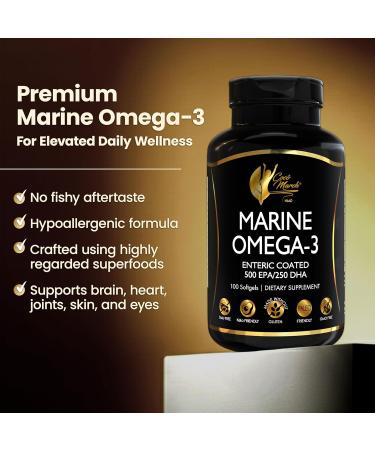 Coc March N.M.D Marine Omega-3 Fish Oil High Potency Omega 3 Supplement with 500 mg EPA & 250 mg DHA Enteric Coated, No Fishy Burps & Aftertaste Omega-3 Fish Oil for Women & Men, 3-Month Supply - Buy Online on GoSupps.com