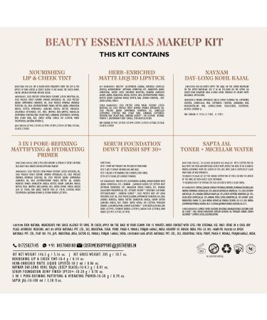Jus-t Herb-s Makeup Kit for Women | Kohl Kajal 3-in-1 Primer Liquid Lipstick Serum Foundation SPF Toner & Lip & Cheek Tint Gift Set - International Shipping Available - Buy Online on GoSupps.com