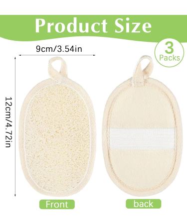 Natural Oval Loofah Sponge Set - 3pcs Bath & Shower Exfoliating Sponges for Face & Body | Minimalist Design | Ideal for Men & Women - Buy Online on GoSupps.com