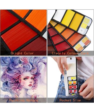 Watercolor Paint Set - 25 Assorted Colors with Water Brushes and Palette | Foldable Field Sketch Set for Outdoor Painting | Travel Pocket Kit - Buy Online on GoSupps.com
