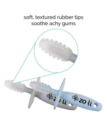 ZoLi Chubby Gummy Teether 2 Pack | Baby Teething Relief - Blue/Grey BPA Free Stick - Buy Online on GoSupps.com