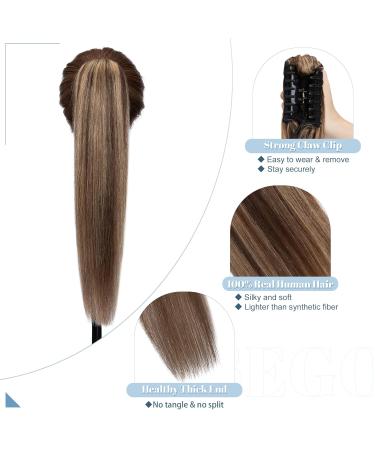 SEGO Real Hair Ponytail Extension - 100% Remy Clip-In Braid Medium Brown/Honey Blond #4P27 18 inches (45cm) - 115g - Buy Online on GoSupps.com