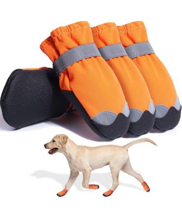 Dog Shoes Boots & Paw Protectors Snow Winter Large Medium Dogs Waterproof Hiking Orange 7 size 7: 3.4"(width) Orange