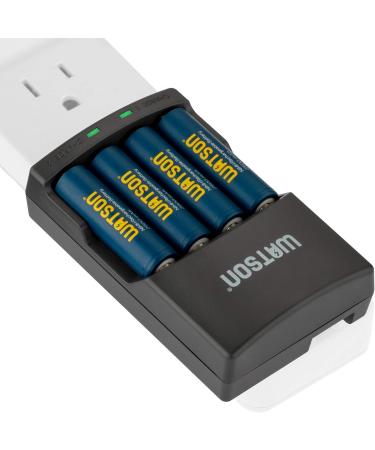 Buy Watson Rapid Charger & 4 AA NiMH Rechargeable Batteries (2500mAh) - Fast Charging International Shipping - Buy Online on GoSupps.com