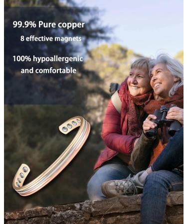 ENermagix Tri-Tone Magnetic Copper Bracelets for Men & Women - Adjustable 16.5 cm with 8 Magnets - Perfect Women's Day Gift for Moms - Buy Online on GoSupps.com