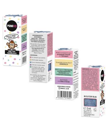 Minico Premium Kinder Nailack Glitter Blue - Removable Child-Friendly Vegan & Sustainable | Water-Based Dermatologically Tested - Buy Online on GoSupps.com