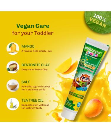 Buy Bentodent Fluoride-Free Kids Toothpaste - All-Natural Calcium Bentonite Clay SLS-Free for Fresh Breath & Plaque Removal (Mango) | International Shipping Available - Buy Online on GoSupps.com