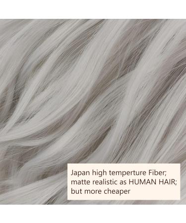 Curly Wavy Clip In Hair Extension Synthetic Matte Material 8 Pieces Clip In Hairpieces Fibre Set 24 Inch/60cm 140g Silver Grey - Buy Online on GoSupps.com