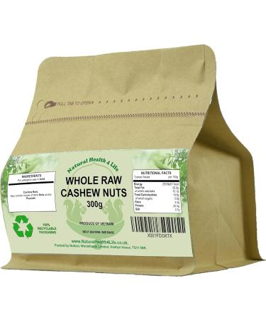 Natural Health 4 Life Raw Whole Nut Cashew Nuts (Cashews) 300 g in Recyclable Kraft Tub (1 Tub) 300g - Buy Online on GoSupps.com