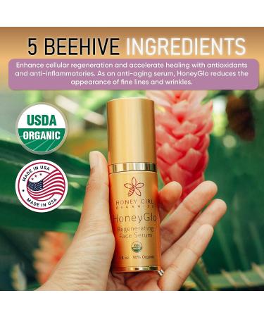 Organic HoneyGlo Regenerating Face Serum | USDA Certified | Enriched with Vitamin C, Olive Oil | 1 oz - Buy Online on GoSupps.com
