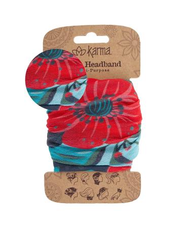 Karma Magenta Floral Headband for Women - Wide Fabric Headband and Stretchy Hair Scarf - Buy Online on GoSupps.com