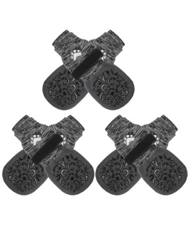 Expawlora improved dog socks anti -slip - paw protection for dogs with adjustable ribbons good traction control for interior areas on wooden floors soft and elastic fabric in black L L black