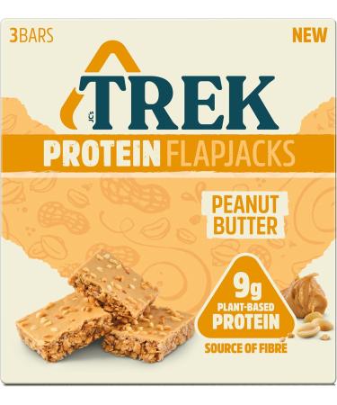 TREK High Protein Flapjack Peanut Butter - Gluten Free - Plant Based - Vegan Snack - 50g x 36 bars - Buy Online on GoSupps.com