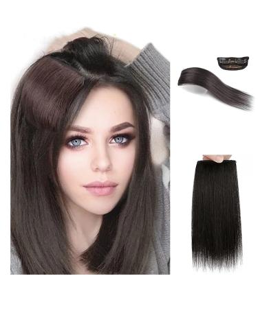 Invisible Hair Extensions Seamless Synthetic Clip in Hair Extension Natural Fluffy Hair Pads Hairpieces Increase Hair Top Side Cover Hairpiece for Women Girls (14INCH/35CM Black Brown) 14INCH/35CM Black Brown