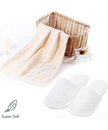 AhFulife Spa Slippers for Hotel & Travel - 10 Pairs of Closed-Toe White Slippers for Men & Women (Size 8-9.5 US) - Buy Online on GoSupps.com