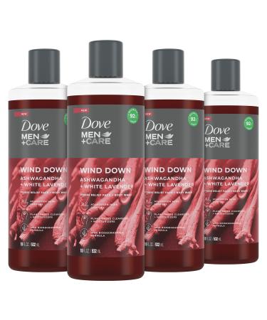 DOVE MEN + CARE Face + Body Wash For Men Wind Down Ashwagandha + White Lavender 18 oz 4 Count - Buy Online on GoSupps.com