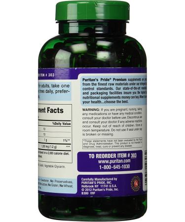 Puritan's Pride Soy Lecithin 1200mg 250 Count - Natural Source of Phospholipids - Buy Online on GoSupps.com