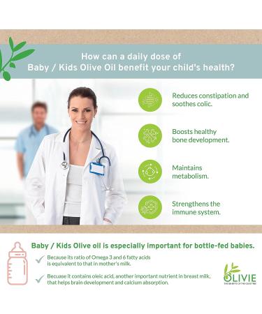 Olivie Colic Relief Drops for Babies | Vegan Omega 3 Olive Oil Supplement | Organic Extra Virgin Olive Oil | 250ml Pump Bottle - Buy Online on GoSupps.com