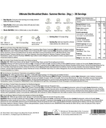 Protein Works - Ultimate Diet Breakfast Shake | Low Calorie Breakfast Shake | Low Sugar High Protein Breakfast | 36 Servings | Summer Berries | 2kg Summer Berries 2kg - Buy Online on GoSupps.com