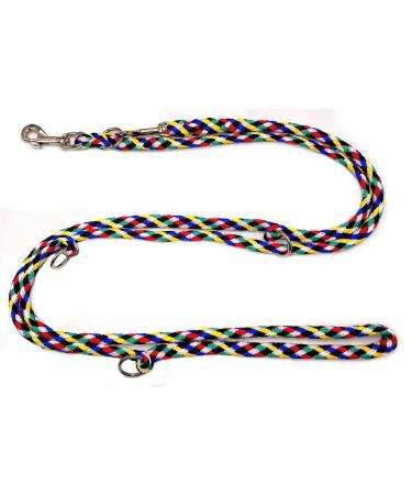 Dogeline Double Leash Practice line for medium dogs up to 45 kg over 39 colors very stable (3.50 m multi) 3.50 m black-red-blue-white-green yellow