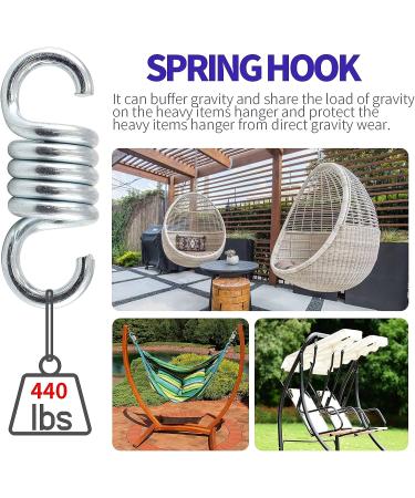 440lb Capacity Heavy Duty Punching Bag Spring Hanging Kit - Stainless Steel for Fitness Training, Climbing, Hammock - Buy Online on GoSupps.com