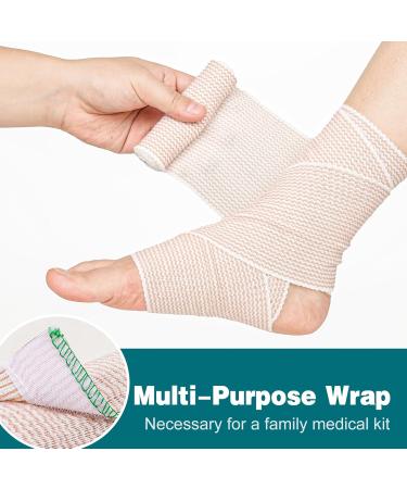 AZEN Premium 6 Pack Elastic Bandage Wrap - 4 Inch Compression for Legs Ankle Knee & Tummy - Latex-Free Lymphedema Wraps - Buy Online on GoSupps.com