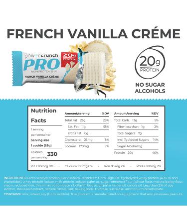 BNRG Power Crunch Protein Bar PRO - French Vanilla Crأ¨me (12 Bars, 2.0 oz) | Energy Boost & Snack - Buy Online on GoSupps.com