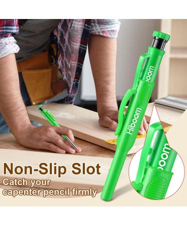 Hiboom 2 Pack Carpenter Pencils with Refills & Sharpener - Ideal Scribe Tool for Construction, Woodworking & Architects - Green - Buy Online on GoSupps.com