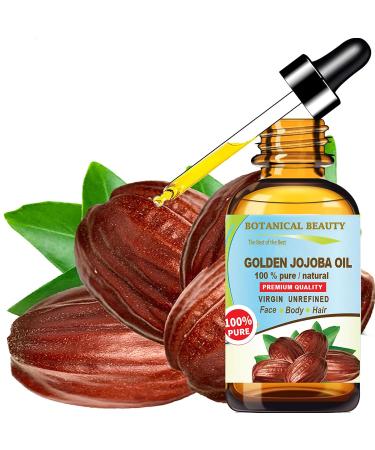 Botanical Beauty Golden Jojoba Oil 100% Pure - Nourish Face Hair Skin & Body - 1 Fl. oz (30 ml) - International Shipping Available - Buy Online on GoSupps.com