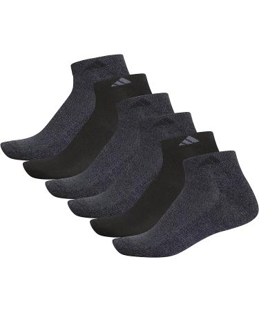 adidas Men's Athletic Cushioned 6-Pack Low Cut Socks - Black/Onix Grey - Buy Online on GoSupps.com