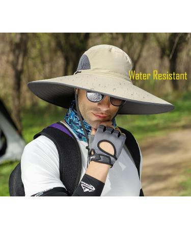 Leotruny Men's Wide Brim Sun Hat UPF50+ Waterproof Bucket Hat for Fishing Hiking Camping - Light Grey - Buy Online on GoSupps.com