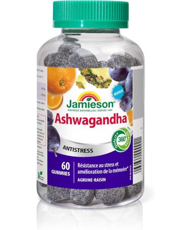 Jamieson Ashwagandha Gummies Citrus Grape Flavour 60 Count Stress Resistance & Memory Support - Buy Online on GoSupps.com