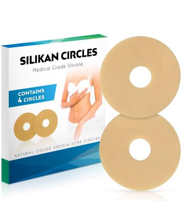 Areola Scar Gel Circles Set – 4 Pack Medical-Grade, Reusable Silicone Tape Sheets Help Recovery & Reduce Scars - Breast Reduction Surgery, Mastectomy – Comfort Treatment by Silikan