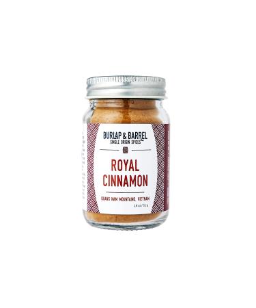 Burlap & Barrel - Royal Cinnamon - Cinnamomum loureiroi, Saigon Cinnamon - Sweet and a Little Spicy - Perfect for Pastries, Coffee and Smoothies - Amazing Cinnamon Toast or Oatmeal - 1.8oz Glass Jar