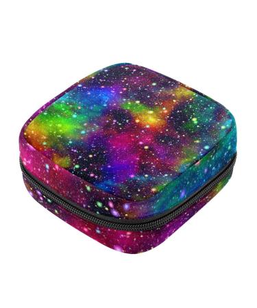 Abstract colorful universe rainbow galaxy pattern women's binding-storage bag menstrual pad bag portable menstrual cup pocket with zipper
