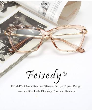Buy FEISEDY Crystal Cat Eye Reading Glasses - Blue Light Blocking Anti Eyestrain Stylish B2596 Champagne 1.75x - International Shipping Available - Buy Online on GoSupps.com