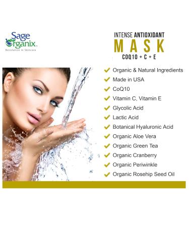 Exfoliating Glycolic Face Mask with Vitamin C & CoQ10 - Anti-Aging Pore Minimizing Deep Cleansing Treatment for Wrinkles & Acne - 11oz - Buy Online on GoSupps.com
