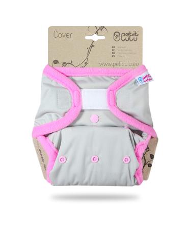 Petit lulu size 2 powy overpants (5-16 kg) |Velcro |One size diapers |Baby diaper pants |Washable & waterproof |Fleet diapers |Made in EU gray (pink)