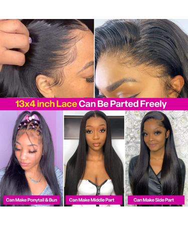 32 inch Brazilian Virgin Straight Lace Front Wig - 180% Density HD Lace Front Wig for Black Women - Buy Online on GoSupps.com