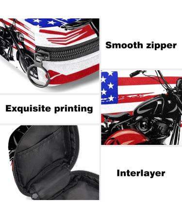Vintage American Chopper Motorcycle Bag - USA Flag Menstrual Pad & Cup Storage with Zipper - Buy Online on GoSupps.com