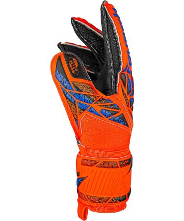 Reusch Unisex Youth Attrakt Silver Junior Goalkeeper Gloves - Size 6 | Orange-Blue-Black - International Shipping Available - Buy Online on GoSupps.com