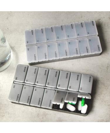COM-FOUR 2x Drug Doser - Weekly Medication Organizer Box - Pill Box with 2 Compartments - 7-Day Tablet Storage - Black/Silver (Set of 2) - Buy Online on GoSupps.com