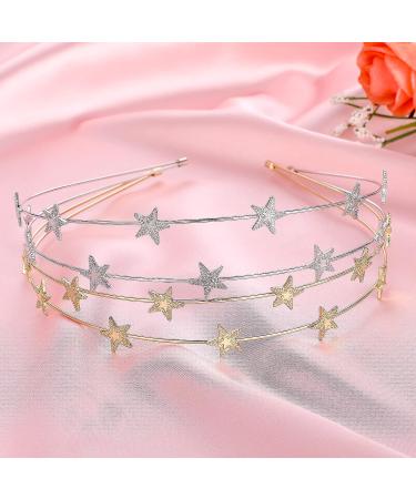 WLLHYF 2 Pieces Star Headbands for Women Girls Star Rhinestone Hair Hoop Pearl Headwear Wedding Headpiece for Bride Hair Bands Accessories (double layer gold/double layer silver) - Buy Online on GoSupps.com