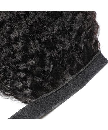 Luovce Ponytail Extension Human Hair Kinky Straight Wrap Around Ponytail Clip in Hair Extension 16 inches Natural Colour - Buy Online on GoSupps.com