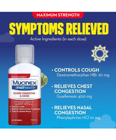 Mucinex Fast-Max Severe Congestion and Cough Liquid 9 fl. oz. - Maximum Strength Fast-Acting Formula for Multi-Symptom Relief - Buy Online on GoSupps.com