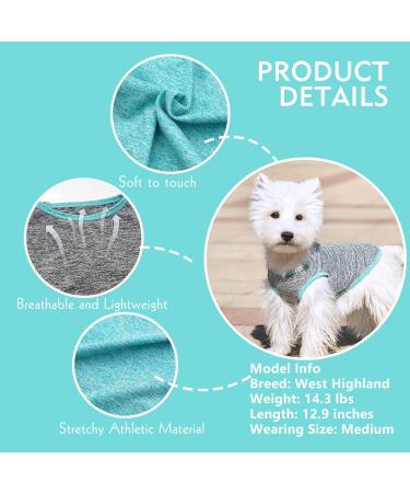 KYEESE 2 Pack Sun Protection Dog Shirts - Reflective Label Tank Top for Small Medium Dogs - Grey+Blue - Size 18 - Buy Online on GoSupps.com