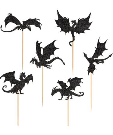24 Pieces Dragon Theme Cupcake Toppers | Mythical Cake Decorations for Weddings & Parties | Realistic Torte Picks - Buy Online on GoSupps.com